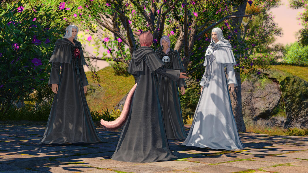 Tae'yong with Emet-Selch, Hythlodaeus, and Venat in Elpis. (current age 28, 4 7AE; around 12,000 years before 7AE)